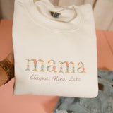 Embroidered Floral Mama Custom Crewneck Sweatshirt