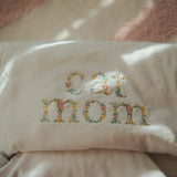 Embroidered Floral Cat Mom Crewneck Pullover