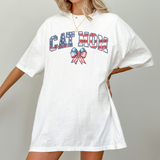Distressed Fourth of July Cat Mom Bow T Shirt