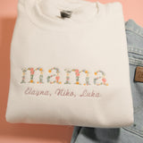 Embroidered Floral Mama Custom Crewneck Sweatshirt
