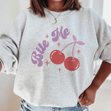 Playful 'Bite Me' Cherry Graphic Sweatshirt