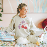 Playful 'Bite Me' Cherry Graphic Sweatshirt
