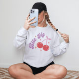 Playful 'Bite Me' Cherry Graphic Sweatshirt