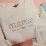 Embroidered Floral Mama Custom Crewneck Sweatshirt