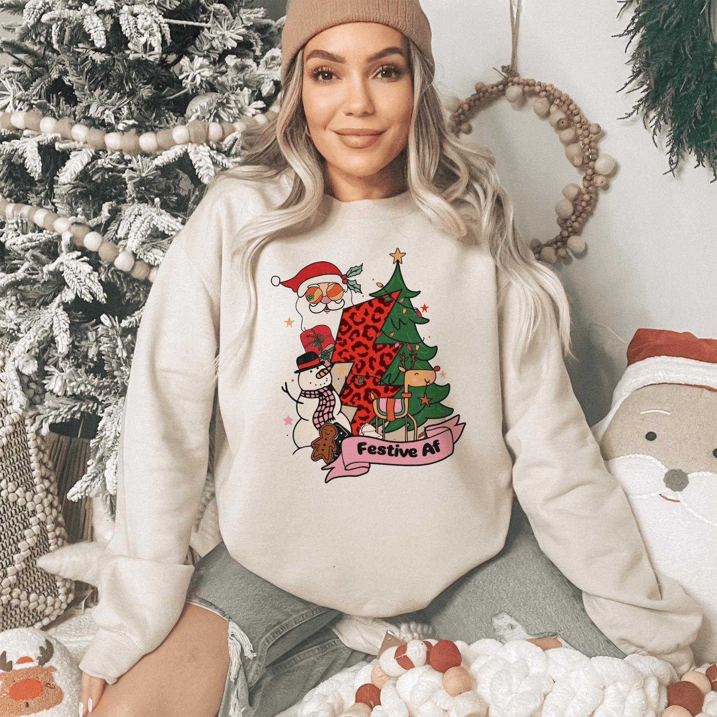 Whimsical Festive AF Holiday Sweatshirt