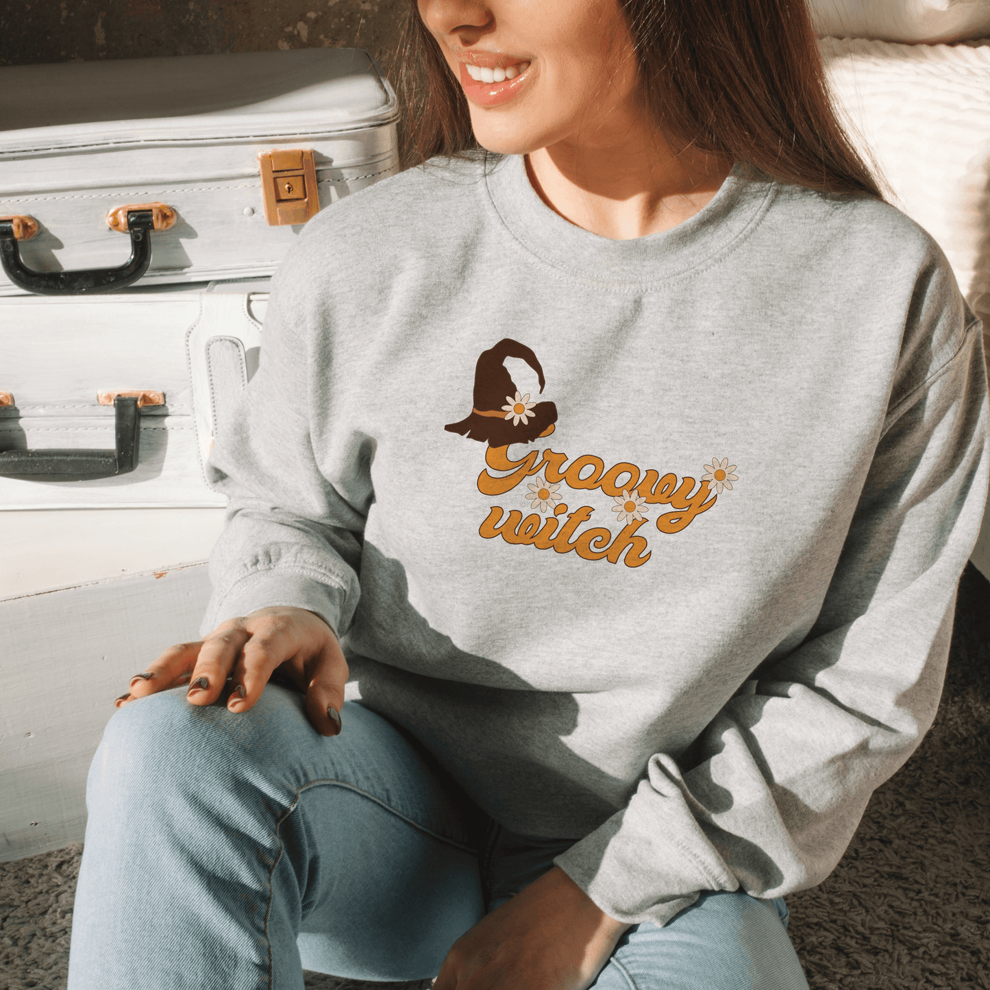 Groovy Witch Retro Floral Sweatshirt