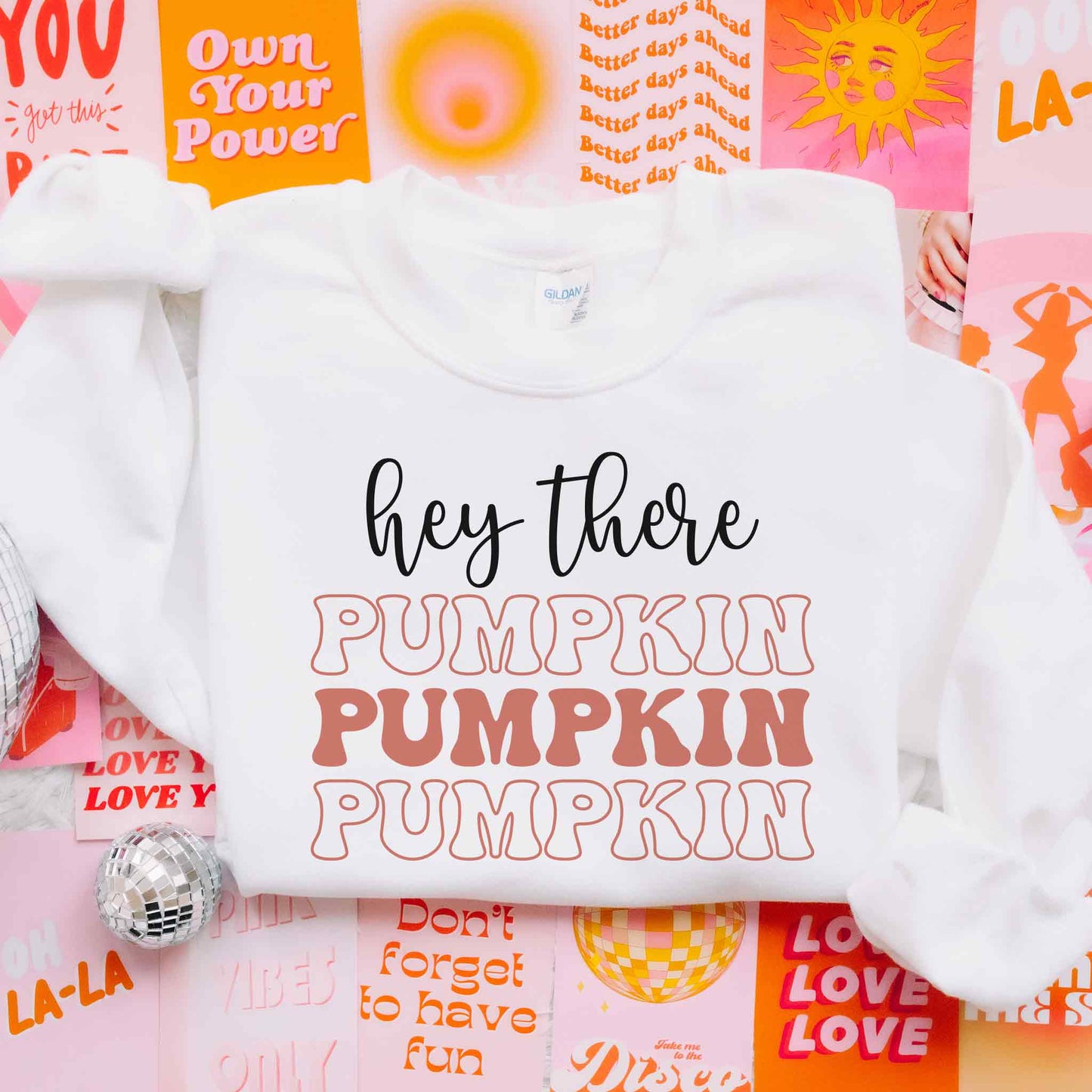 Hey There Pumpkin Outlined Text Sweatshirt