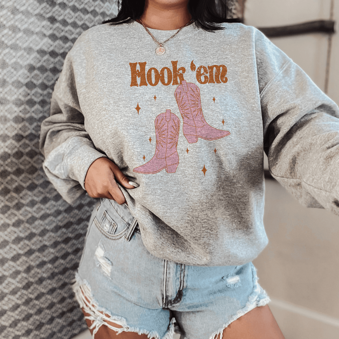 Longhorn Pride Hook 'em Cowboy Boots Sweatshirt