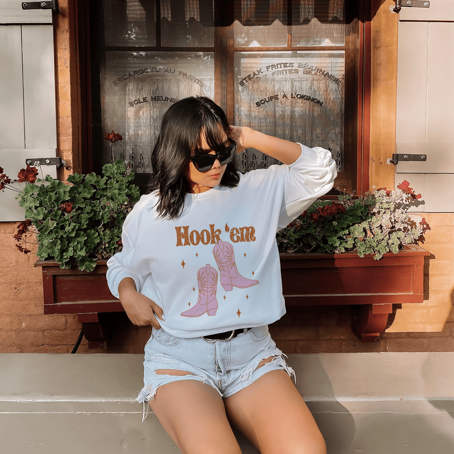 Longhorn Pride Hook 'em Cowboy Boots Sweatshirt