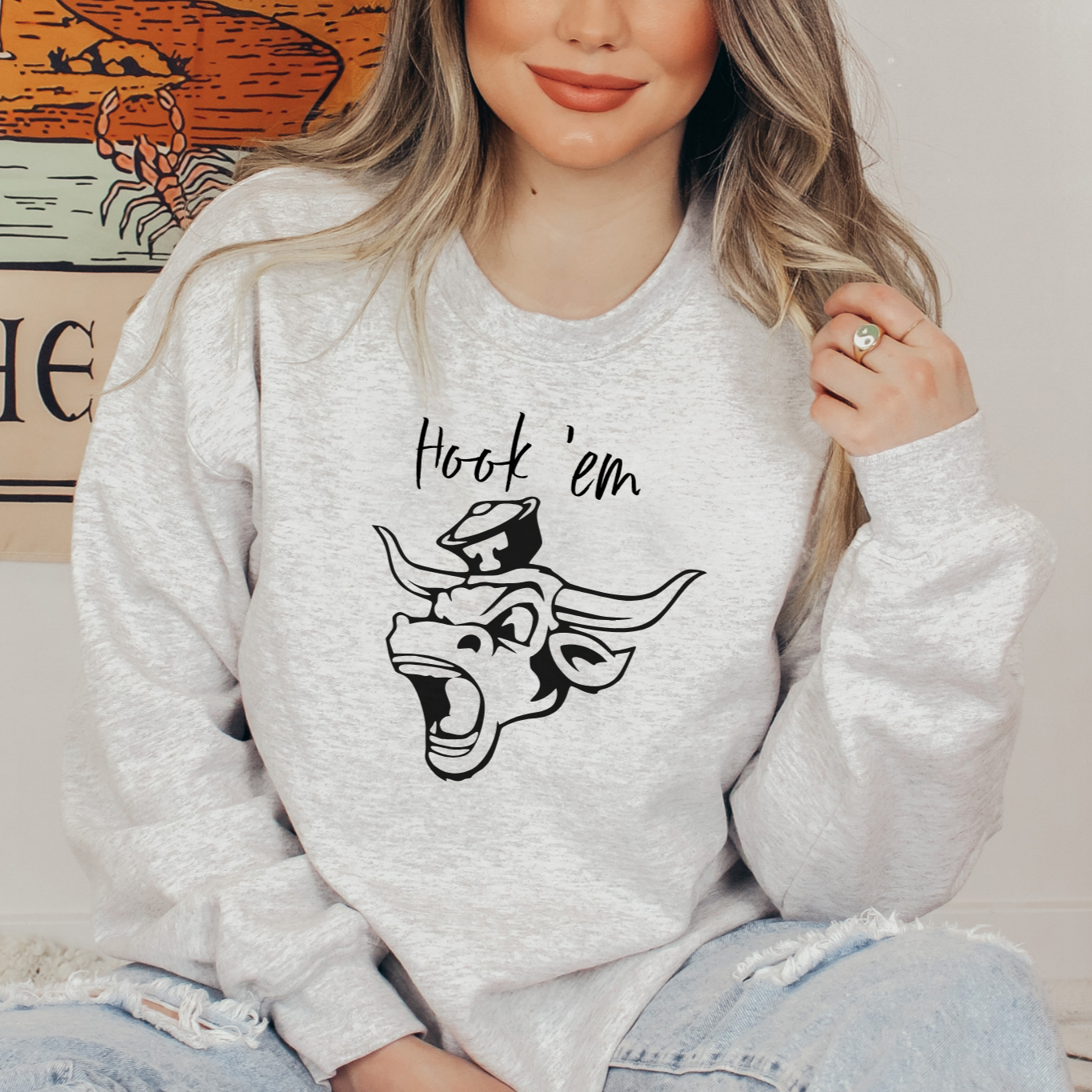 Vintage Bevo Tribute 'Hook 'em' Sweatshirt