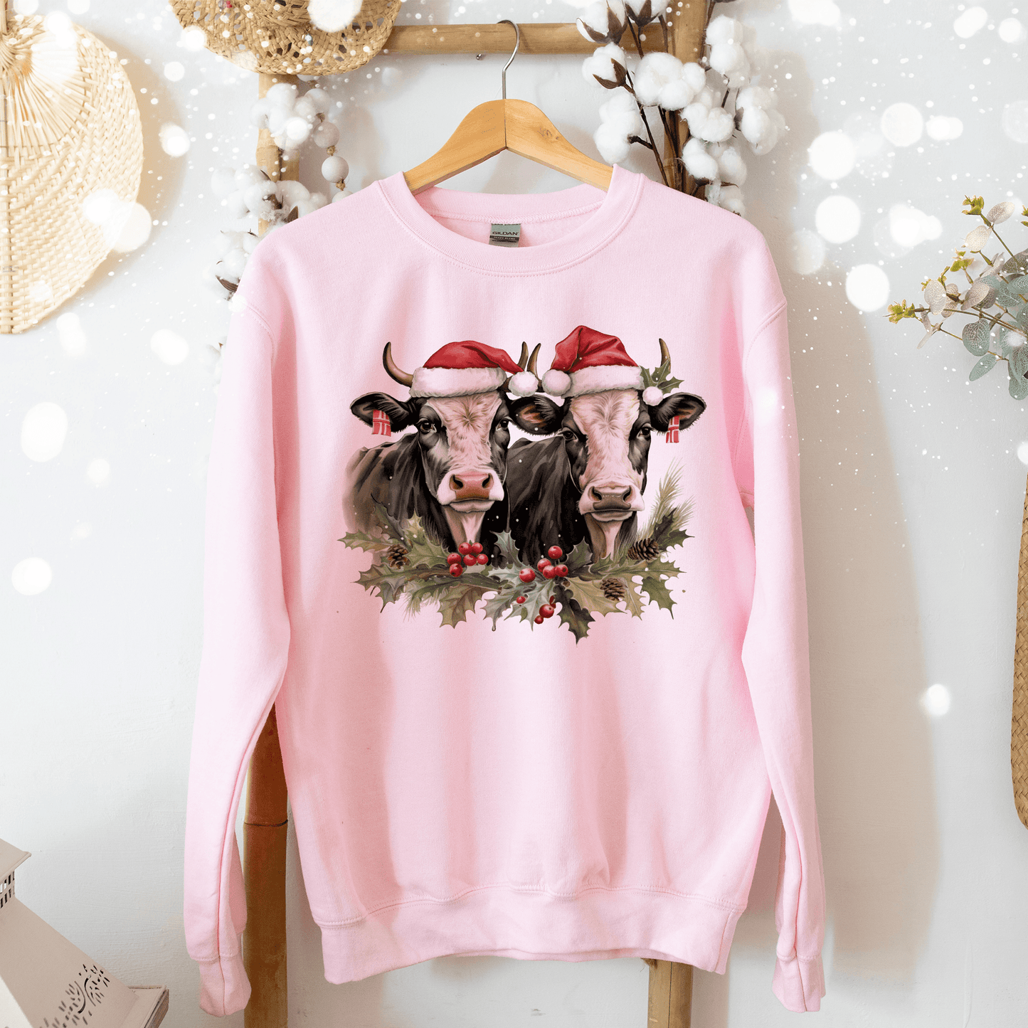 Farmhouse Festive Cow Sweatshirt