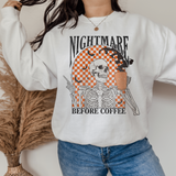 Orange Checkered Nightmare Before Coffee Skeleton Sweatshirt