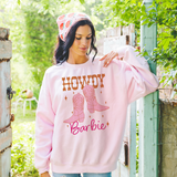 Pink and Orange Distressed Howdy Barbie Western Sweatshirt