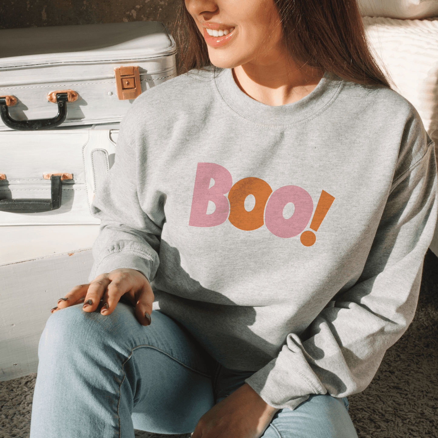 Boo! Bubble Burst Pink and Orange Halloween Sweatshirt