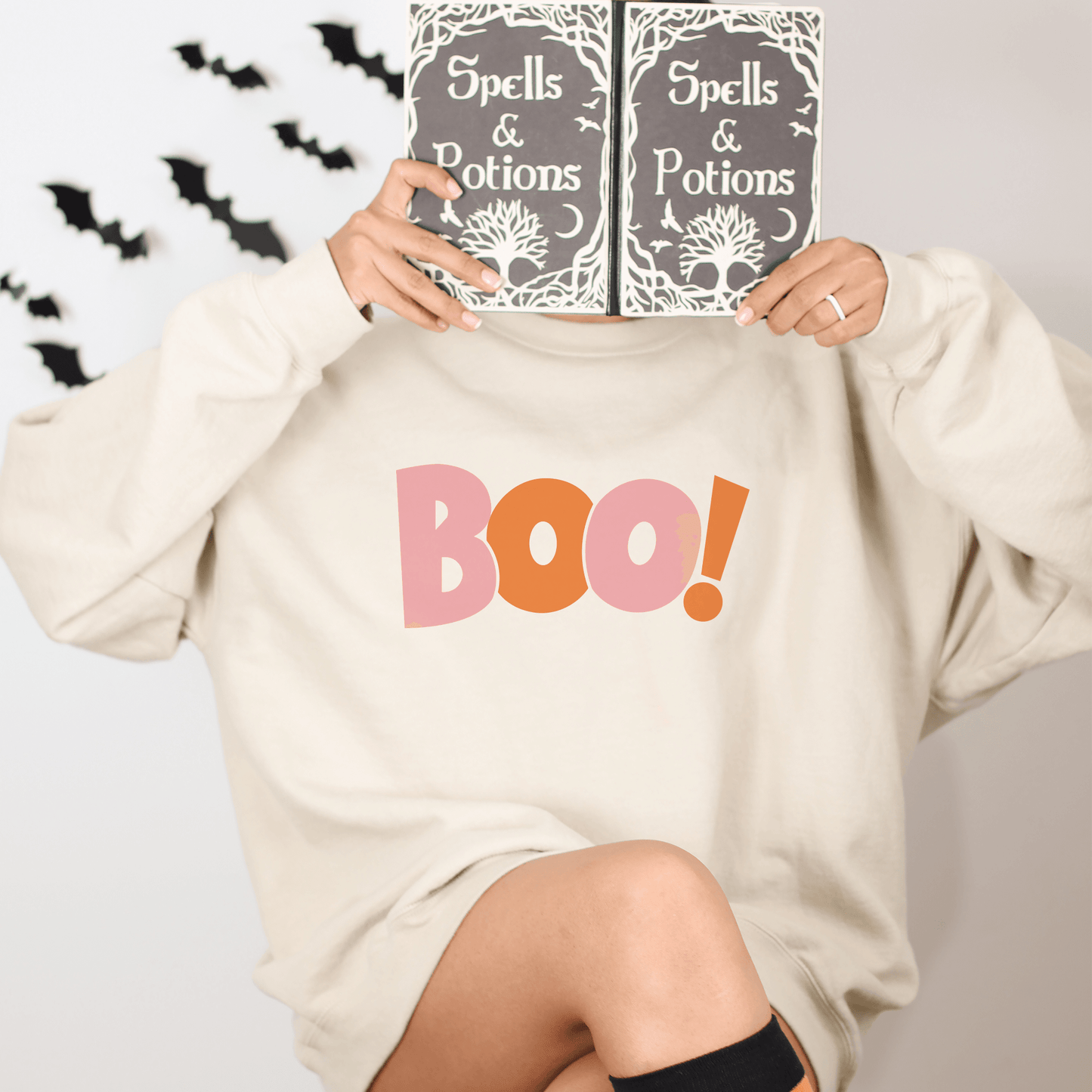 Boo! Bubble Burst Pink and Orange Halloween Sweatshirt