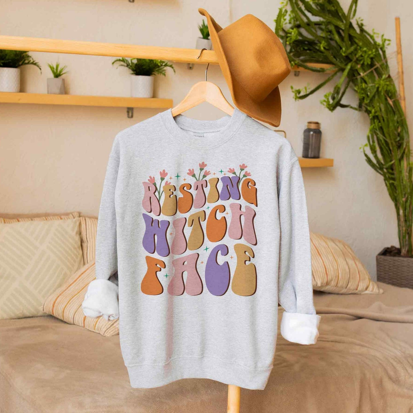 Resting Witch Face Bubble Letter Sweatshirt