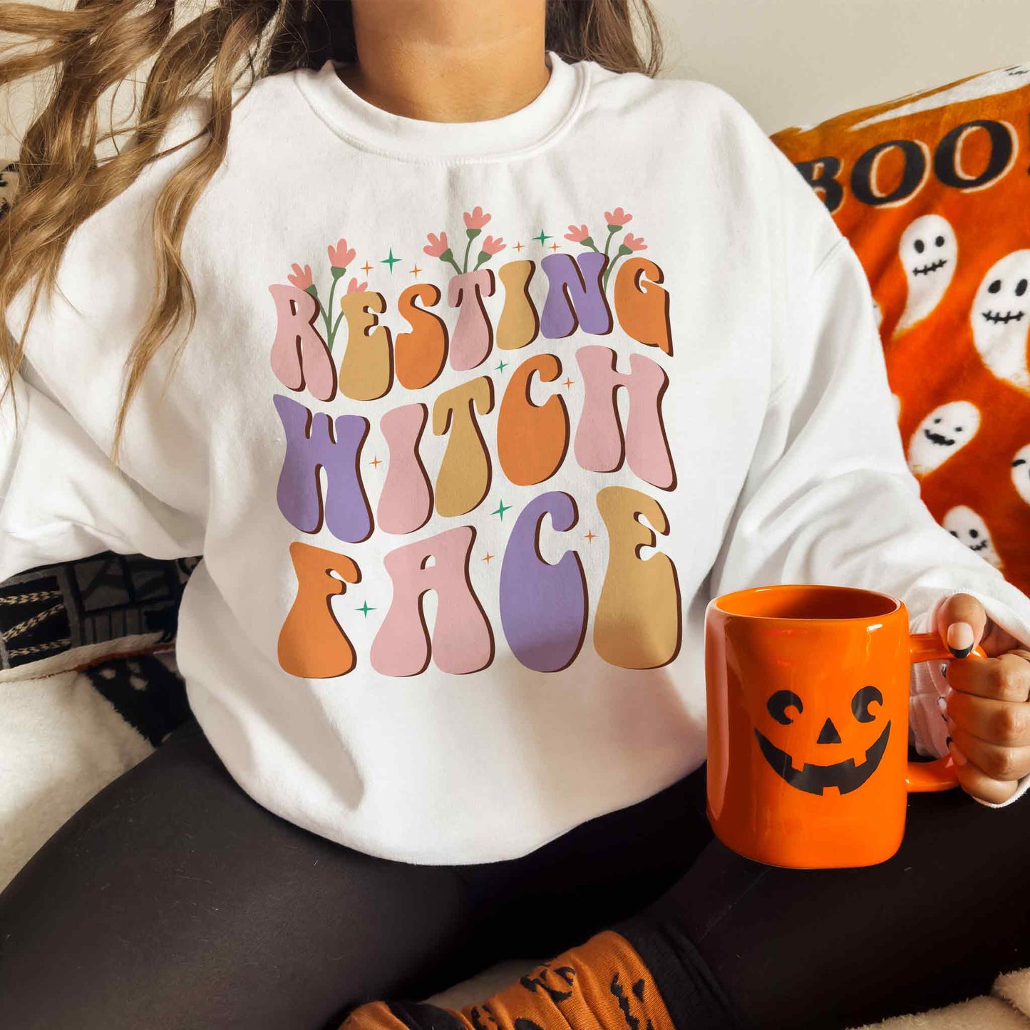 Resting Witch Face Bubble Letter Sweatshirt
