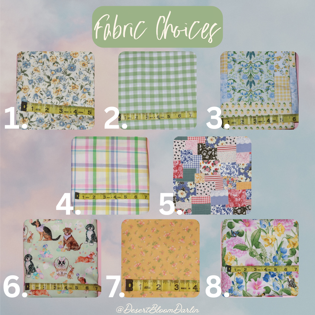 a collage of fabric choices for a quilt project