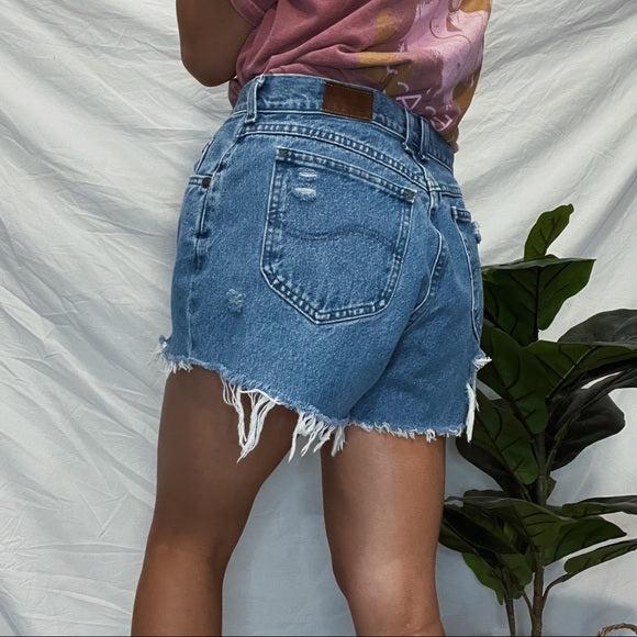 Lee distressed high waisted Cutoffs. Size 30