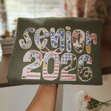 Custom coquette Senior 2026 embroidered graduation Crewneck Pullover or T Shirt