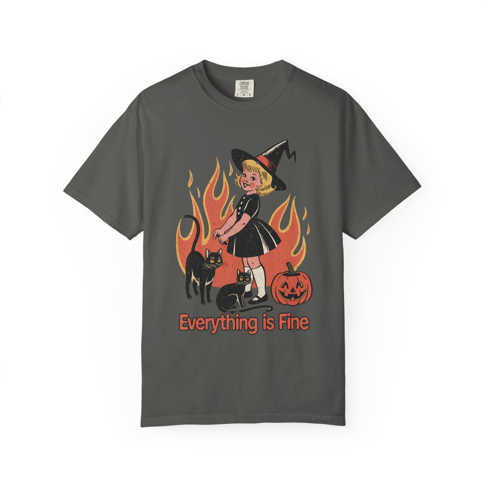 Retro Everything Is Fine Witch T-Shirt