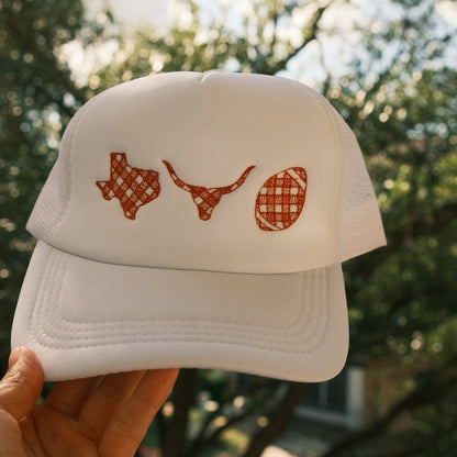 Embroidered Texas Trio Football Trucker Hat