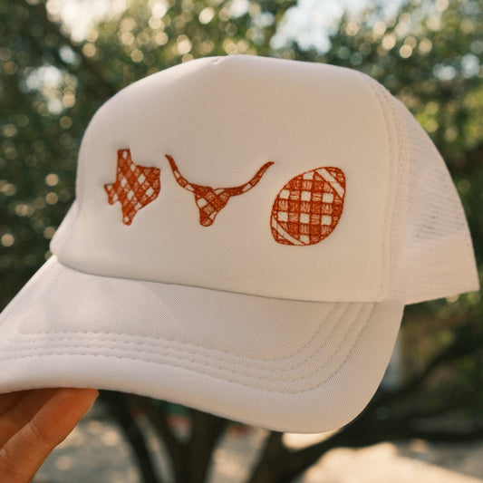 Embroidered Texas Trio Football Trucker Hat