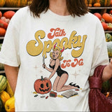 Talk Spooky To Me Halloween Pinup Girl T-Shirt