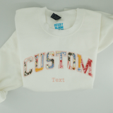 Custom Text Patchwork Embroidered Sweatshirt