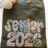 Custom coquette Senior 2026 embroidered graduation Crewneck Pullover or T Shirt