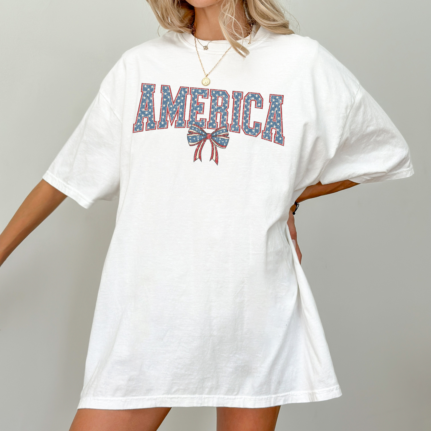 Fourth of July America Bow T Shirt