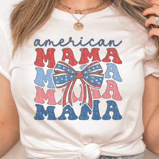 Fourth of July American Mama Bow T Shirt