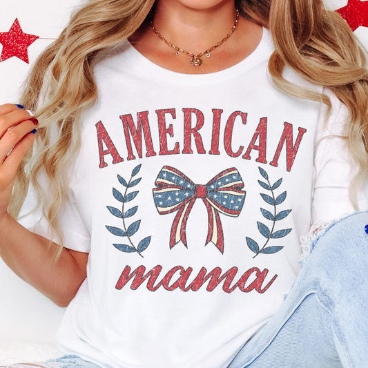 Distressed Fourth of July American Mama Wreath T Shirt