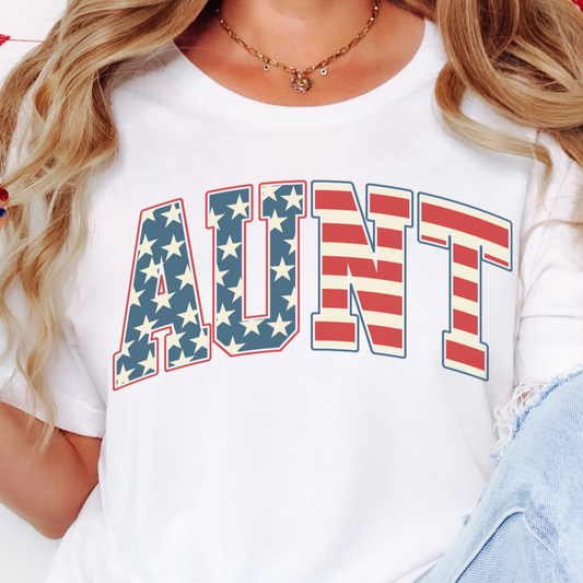 Fourth of July Stars and Stripes Aunt T Shirt