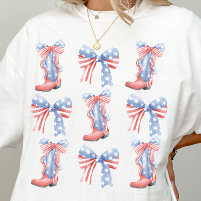 Fourth of July Boots and Bows T Shirt