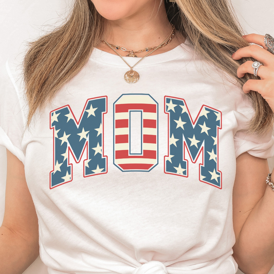 Fourth of July Stars and Stripes Mom T Shirt