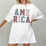 Fourth of July Groovy America Floral T Shirt