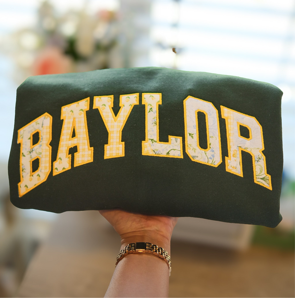 Baylor Patchwork Embroidered Sweatshirt or T Shirt