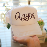 Embroidered Aggies Rope Font Trucker or Dad Hat