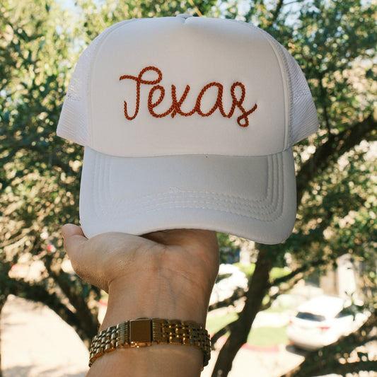 Embroidered Texas Rope Font Trucker Hat