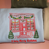 A Very Merry Bookmas Christmas Bookstore Embroidered Sweatshirt or T Shirt