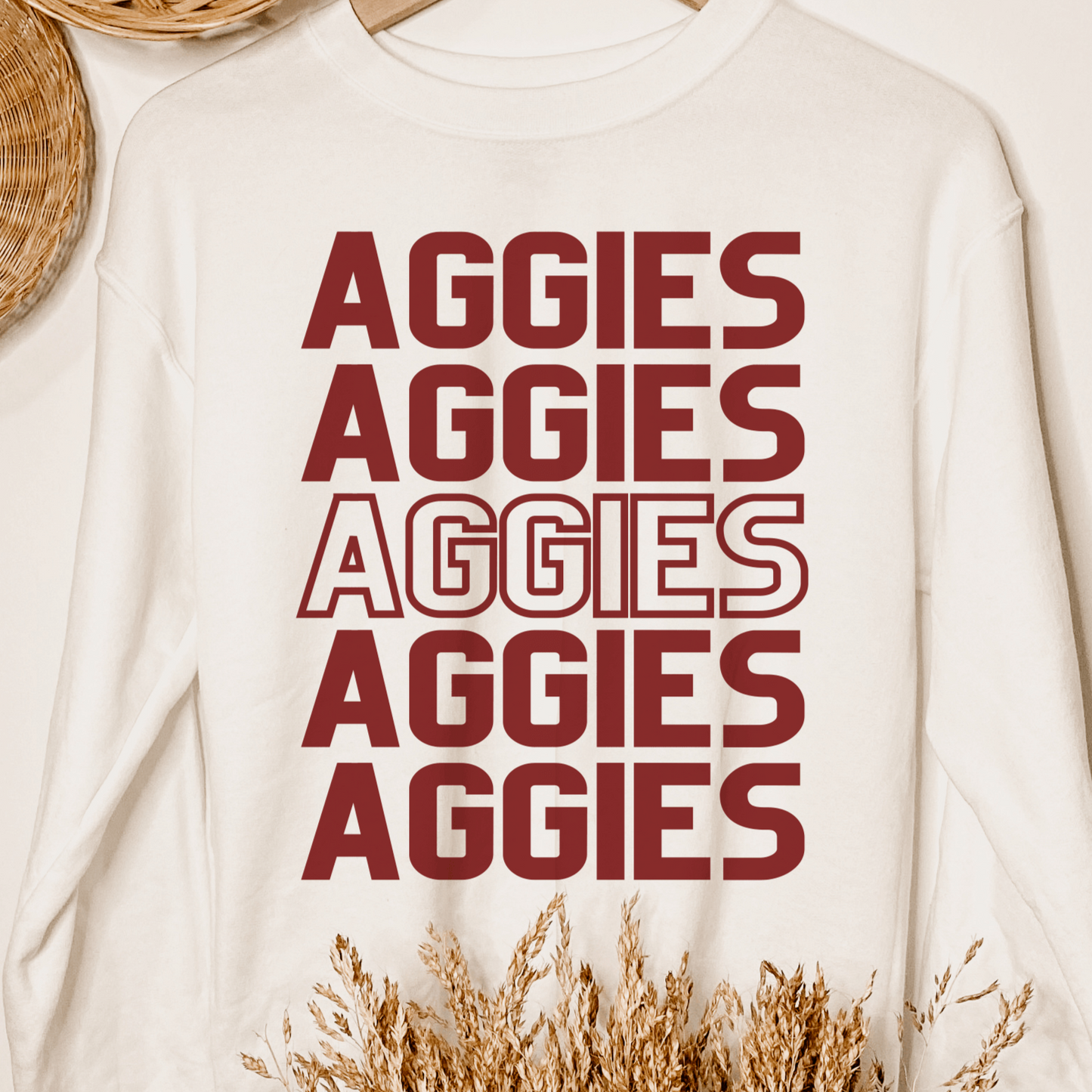 Maroon Aggies Solid and Outline Sweatshirt