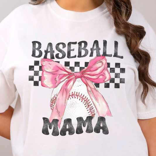 Baseball Mama Bow Coquette T Shirt