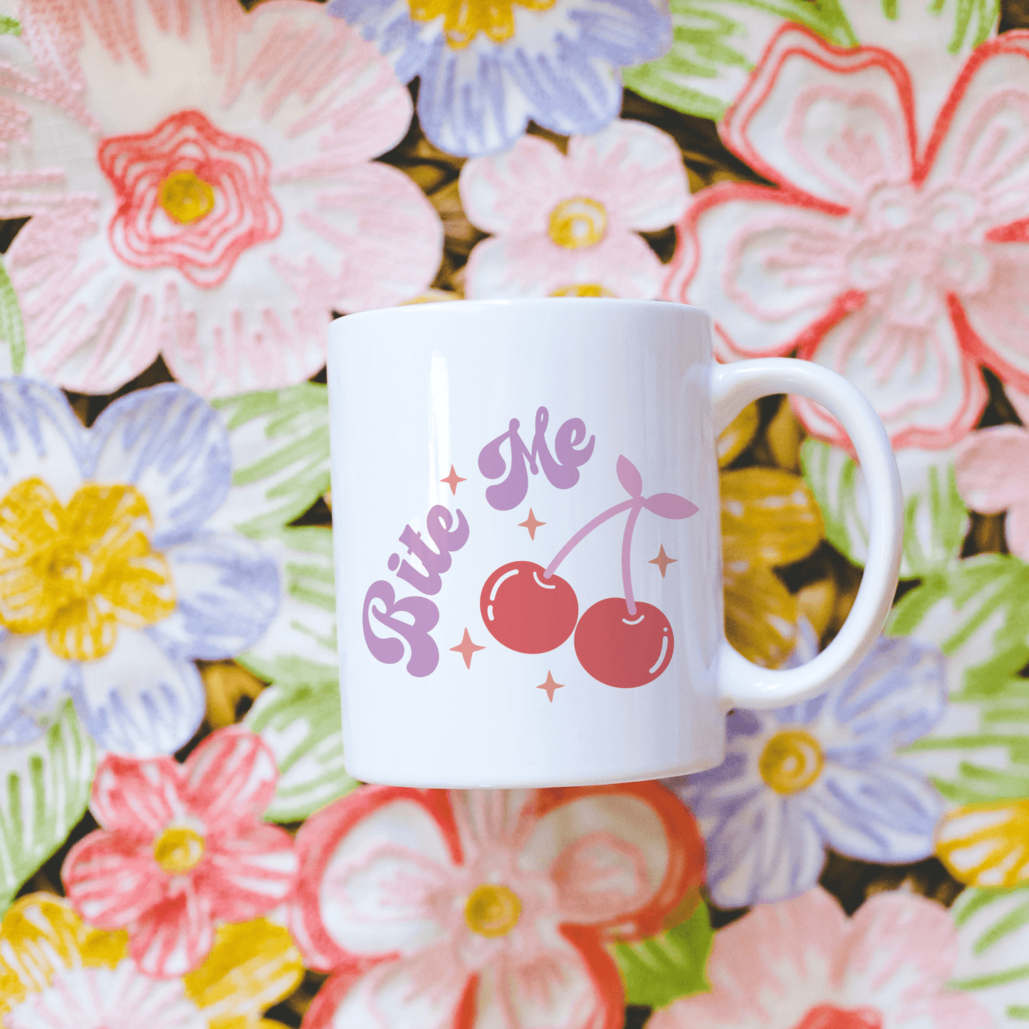 Playful 'Bite Me' Cherry 12 oz Ceramic Mug
