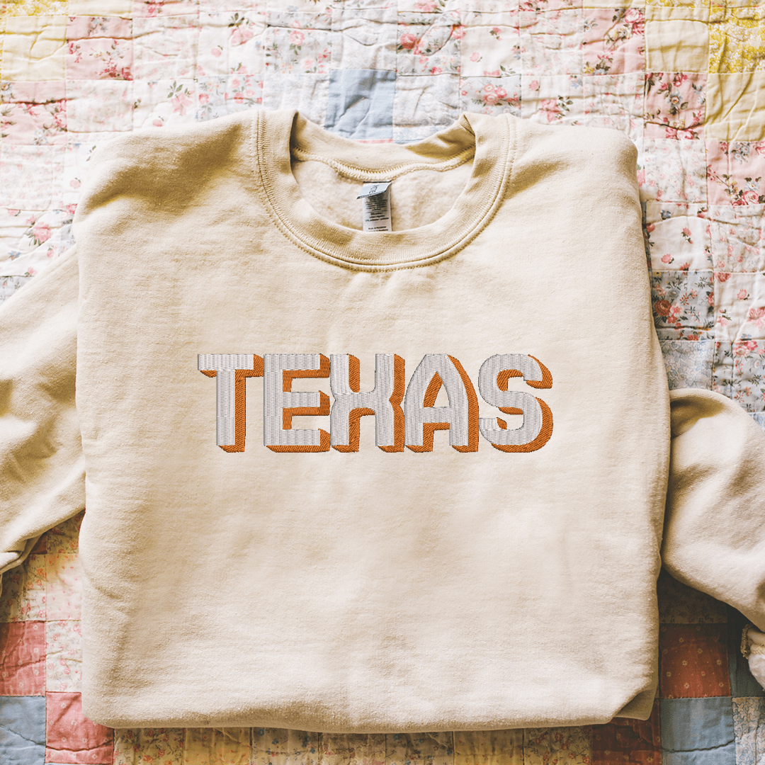Texas Block Crewneck Sweatshirt Personalized Embroidered Pullover