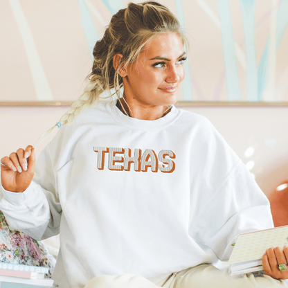 Texas Block Crewneck Sweatshirt Personalized Embroidered Pullover
