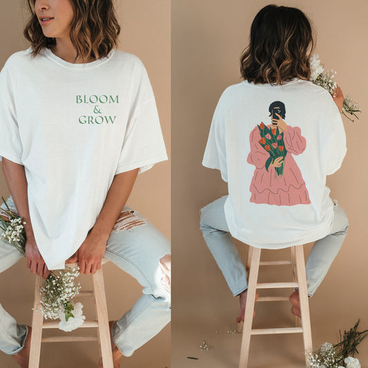 Green Bloom and Grow Floral T Shirt