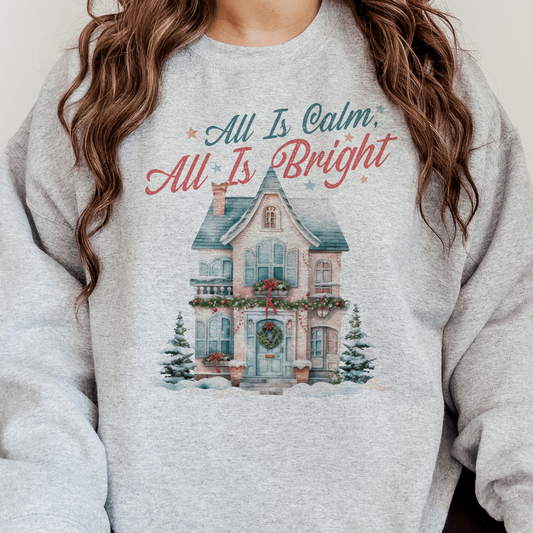 Christmas Charm Victorian Home Holiday Sweatshirt