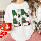 Catmas Chronicles Comical Cat and Christmas Tree Sweatshirt