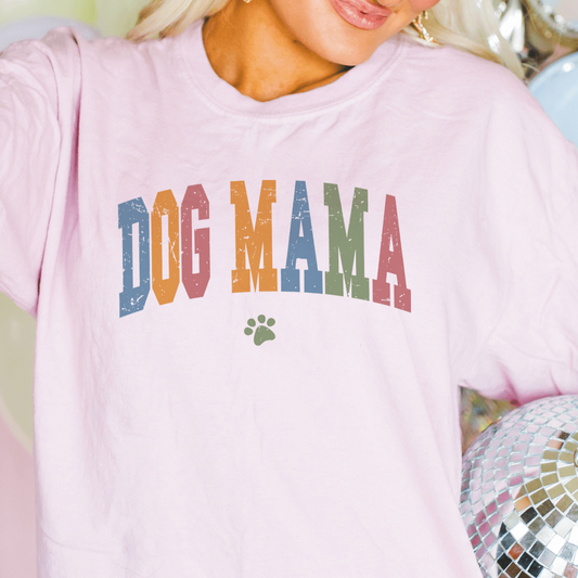 Colorful Retro Inspired Dog Mama T Shirt